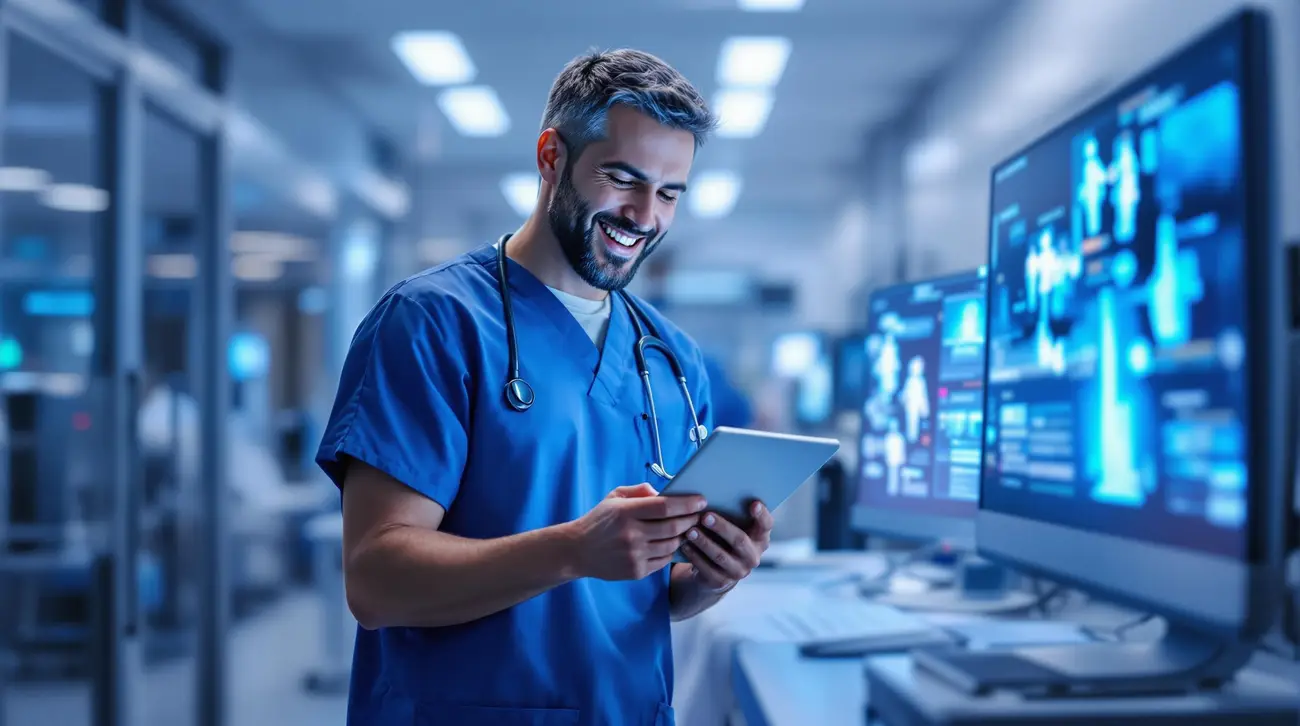 Clinician reviewing patient data