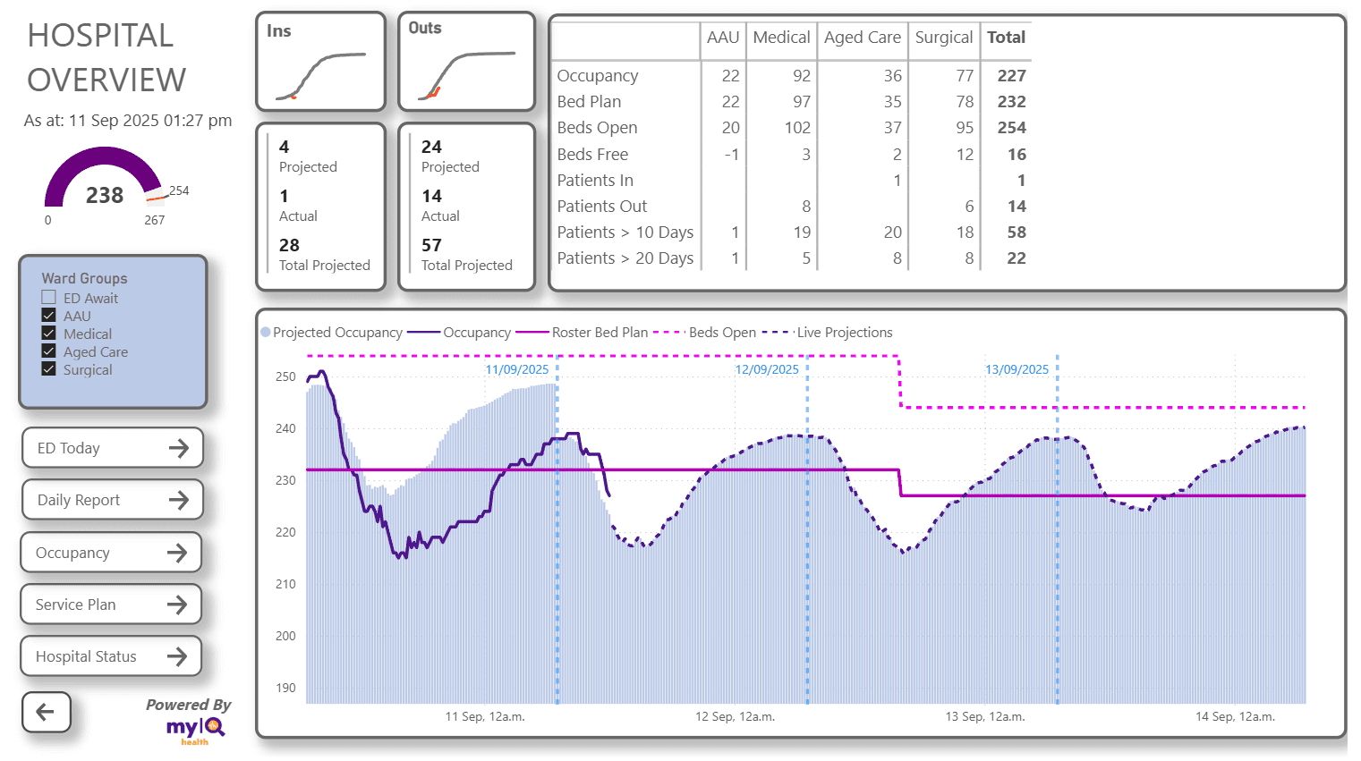 Hospital capacity dashboard